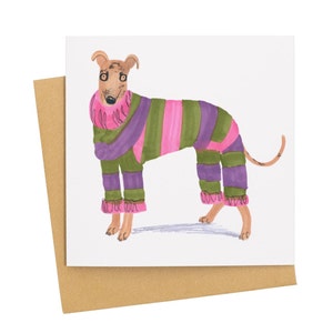 Geburtstagskarte Whippet Greyhound Hund Karte Doggy dress up Blank Card