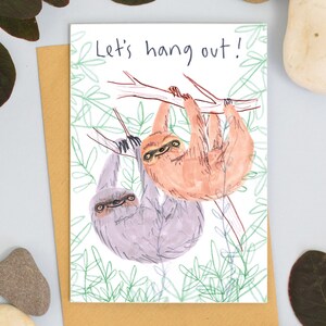 Carte de vœux Sloth Let's Hang Out