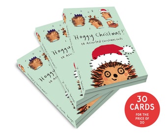 Hedgehog Christmas Cards Assortment Pack *** SPECIAL OFFER 3 packs for the price of 2 - Total Of 30 cards & envelopes ***