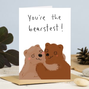 Tu es le meilleur des ours, carte Je t'aime, carte de câlin d'ours mignon, ours brun, câlins d'ours, meilleur ours