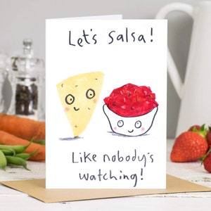 Tarjeta de San Valentín "Let's Salsa Dancer", Nacho Chips, Tortilla Foodie, Tarjeta "Love To Dance", Tarjeta para bailar salsa