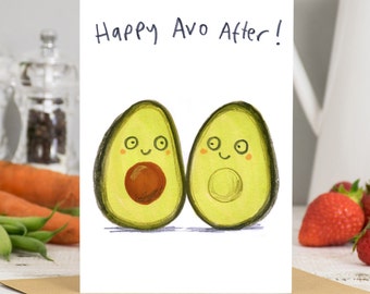 Happy Avo After Avocado Valentines Engagement Wedding Anniversary Card