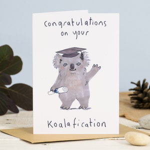 „Glückwünsche zu Ihrer Koala-Grußkarte, Abschlusskarte, gut gemachte Qualifizierung, niedliche Koala-Karte, Prüfungsergebnisse, Sie haben bestanden