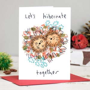 Hibernons ensemble Carte de Noël Hérissons mignons Carte de Noël Hoggy