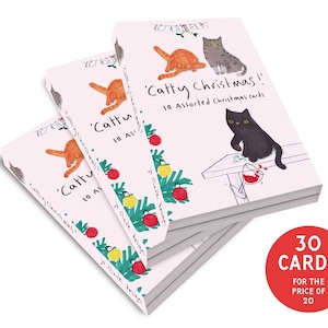 Variedade de cartões de Natal para gatos Gatos ilustrados 'Natal Catty' *** OFERTA 3 POR 2 ***