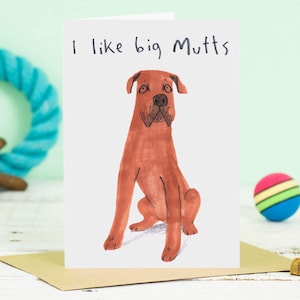 Eu gosto de vira-latas grandes, cartão de felicitações engraçado para cães, cartão de felicitações para amantes de cachorros grandes, cartão de dia dos namorados para cães, Dogue Alemão ilustrado, eu gosto de bundas grandes