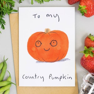A mi país calabaza lindo San Valentín, huerto de campo, tarjeta de amor otoñal, tarjeta de mejor amigo.