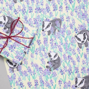 Carta da regalo Badgers Carta da regalo Badgers e Bluebells Set di due fogli