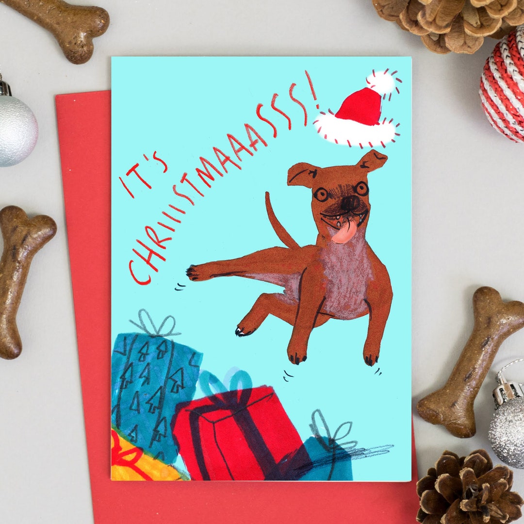 Funny Dog Christmas Card 'it's Christmas' Holiday Card - Etsy