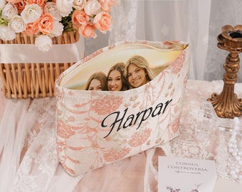 Custom Photo Lining Clutch: Embroidered Keepsake Gift for Mom