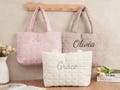 Personalized Quilted Tote Bag, Custom Bridesmaid Gift, Embroidered Bachelorette Party Favor, Wedding Tote