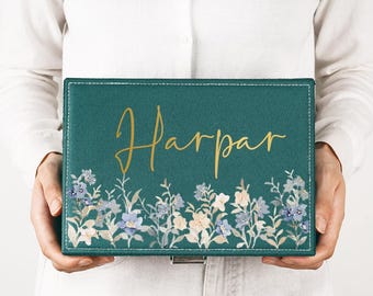 Personalized Velvet Jewelry Box with Drawer: Custom Name Gift