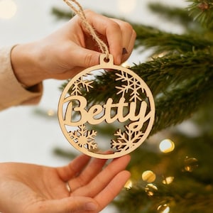 Personalized Wood Christmas Ornament: Laser Engraved Holiday Bauble