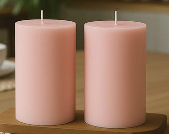 Pillar Candles 12-Pack Unscented Blush Dripless Wax
