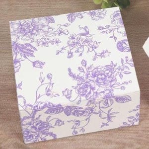 Lavender Toile Gift Box | 4x4x2 | Set of 25 | Floral favor boxes