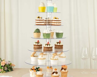 7-Tier Clear Acrylic Cupcake Stand: 26" Wedding Dessert Tower