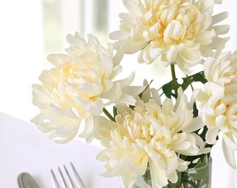 Ivory Silk Chrysanthemum Stems: DIY Wedding Bouquet Flowers
