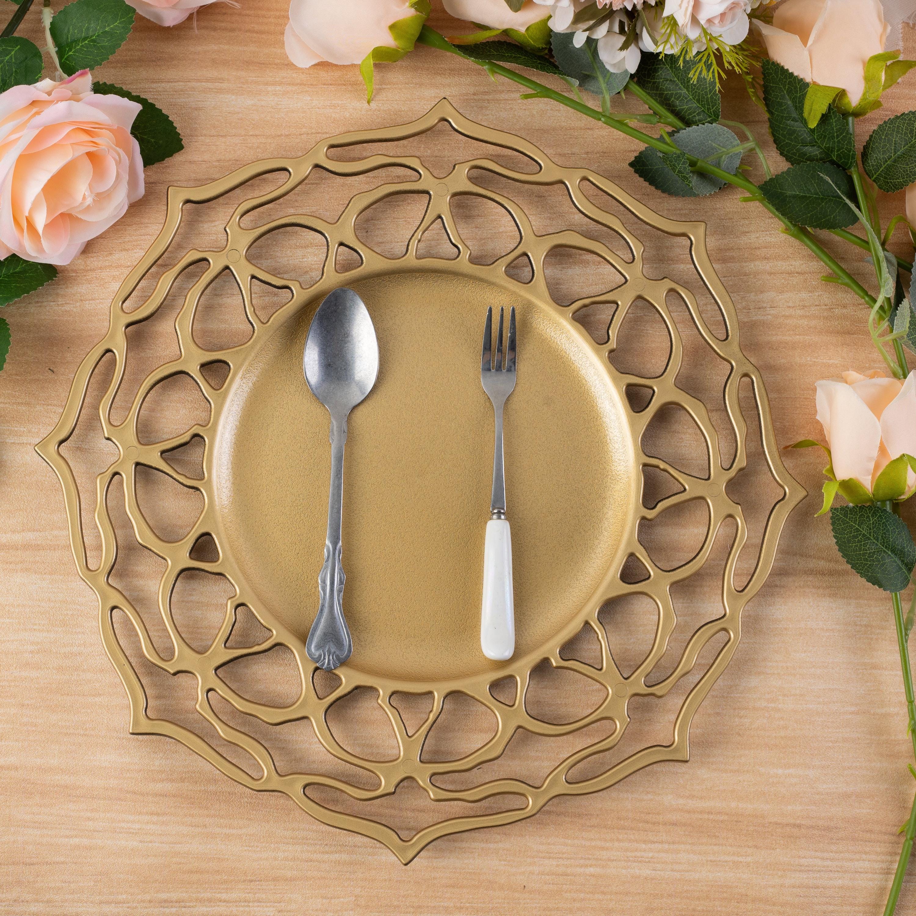 Charger Plate Gold Petal Edge Acrylic Charger Plates - Set Of 12
