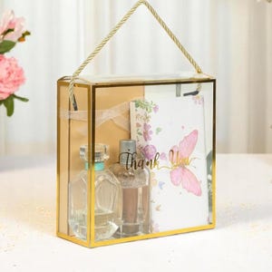 Clear Favor Boxes: 25ct Candy Gift Box with Gold Trim & Rope Handle