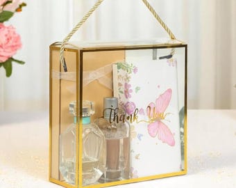 Clear Favor Boxes: 25ct Candy Gift Box with Gold Trim & Rope Handle