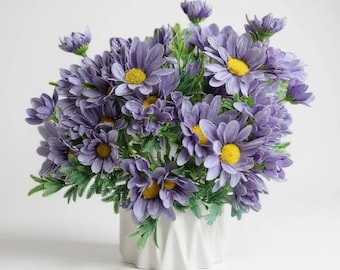 Artificial Lavender Daisy Bush: Silk Spring Flower Bouquet, 11"