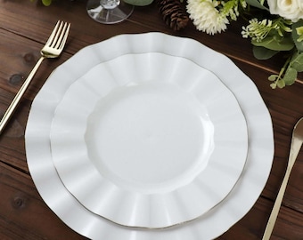 White Disposable Wedding Plates - Party Plates-10 Pack