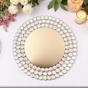 14&quot; Gold Beaded Charger Plate With 118 Crystals Wedding Dinner Decor