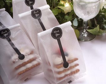 Polka Dot Treat Bags (50pcs) - Clear Plastic Party Favor Bags with Thank You Stickers