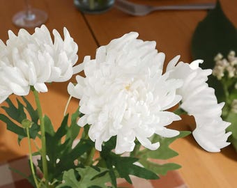 White Silk Chrysanthemum Stems: DIY Wedding Bouquet Flowers