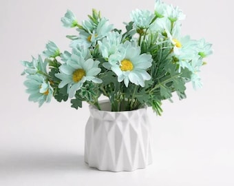 Light Blue Silk Daisy Bush (Set of 4) - Spring Floral Arrangement