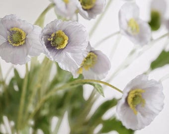 Silk Poppy Flower Stem (Set of 2): 33" Artificial Floral Arrangement