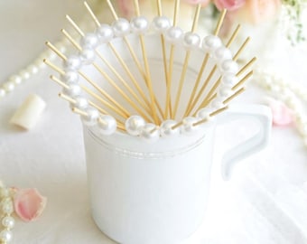 100pcs White Pearl Top Bamboo Cocktail Sticks