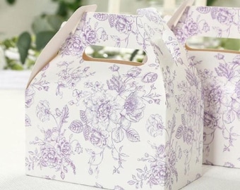 Boîtes à pignon en toile lavande : boîtes de cadeau florales - Lot de 25