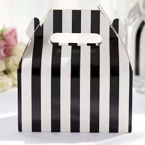 Black & White Stripe Gable Boxes: Party Favor Boxes (Set of 25)