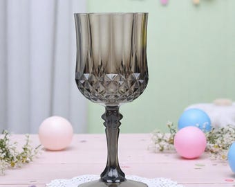 Black Crystal Cut Plastic Wine Goblets - Set of 6 - Etsy