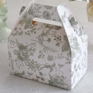Sage Floral Gable Boxes - French Toile Party Favor Boxes - Set of 25