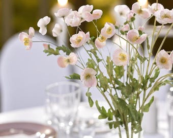 Blush Silk Poppy Stem (Set of 2): 33" Artificial Floral Arrangement