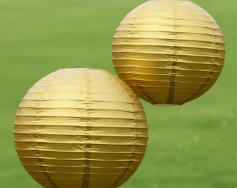 Gold Paper Lanterns | Wedding Party Decorations, Set of 8