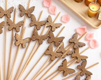 100pcs Butterfly Design Bamboo Fruit Sticks