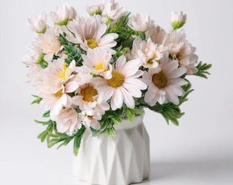 Blush Artificial Silk Daisy Bush: Spring Floral Arrangement, 11"