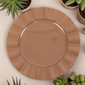 10 ct | Coffee Brown Dinner Plates  | Plastic Party Plates | Pastel Colors