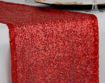 Christmas Table Runner: Red Sparkling Sequin Table Runners 12"x 108"