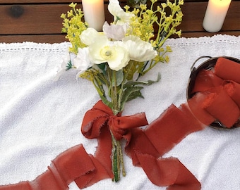 Terracotta Chiffon Ribbon 2-Pack: 6yd Raw Edge Hand-Dyed Ribbon