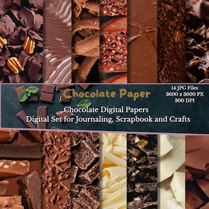 Chocolate Digital Paper | Sweet Chocolate Backgrounds | Candy Scrapbook Paper | Dessert Theme | Instant Download | Printable Papers