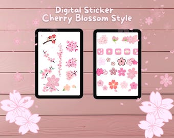 Paquete de pegatinas Cherry Blossom para GoodNotes, Notability, planificador digital precortadas formato PNG