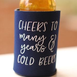 Cheers to Many Years and Cold Beers Custom Wedding Can Coolers | Reception Bar | Wedding Bar Favors | Beer Wedding Favors | Brewery Wedding