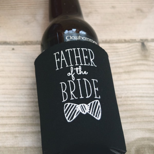 Father of the Bride, Father of the Groom Can Coolie Gifts, Custom Beer Hugger, Wedding Gifts, Wedding Coolies, Father's Day Gifts for Dad