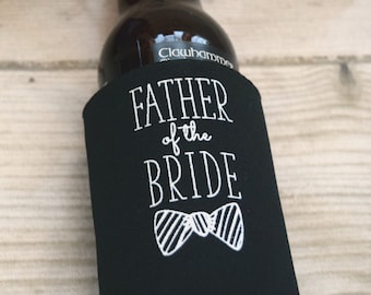 Father of the Bride, Father of the Groom Can Coolie Gifts, Custom Beer Hugger, Wedding Gifts, Wedding Coolies, Father's Day Gifts for Dad