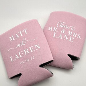 Cheers Personalized Custom Wedding Can Coolers | Wedding Favors for Guests | Welcome Bag Ideas | Beer Coolers | Wedding Favors | Wedding Bar