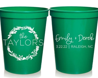 Spring Wedding Favors - Wedding Party Cups, Personalized Wedding Cups, Reception Favors for Guests, Peony Floral, 16 oz. Stadium Cups